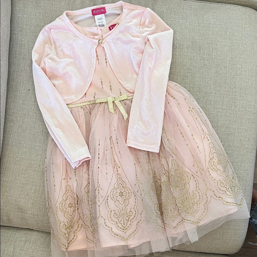 Zunie - Blush and Gold Dress with Bolero - Size XS